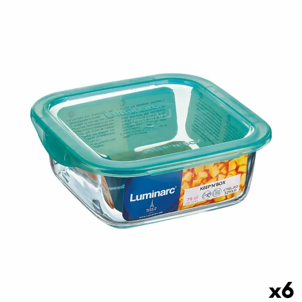 Suorakulmainen eväsrasia kannella Luminarc Keep'n Lagon 10 x 5,4 cm Turkoosi 380 ml Kaksivärinen Lasi (6 osaa)