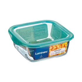 Kvadrātveida Pusdienu Kastīte ar Vāku Luminarc Keep'n Lagon 10 x 5,4 cm Tirkīzs 380 ml Daudzkrāsains Stikls (6 gb.)