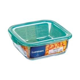 Kvadrātveida Pusdienu Kastīte ar Vāku Luminarc Keep'n Lagon 760 ml 13 x 6 cm Tirkīzs Stikls (6 gb.)
