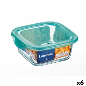 Kvadratinė pietų dėžutė su dangteliu Luminarc Keep'n Lagon 15,6 x 6,6 cm Turkis 1,22 L stiklas (6 vnt.)
