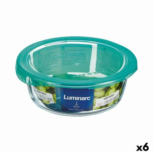 Apvali pietų dėžutė su dangteliu Luminarc Keep'n Lagon 920 ml 15,6 x 6,6 cm Turkis stiklas (6 vnt.)