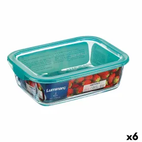 Suorakulmainen eväsrasia kannella Luminarc Keep'n Lagon 12 x 8,5 x 5,4 cm Turkoosi 380 ml Lasi (6 osaa)