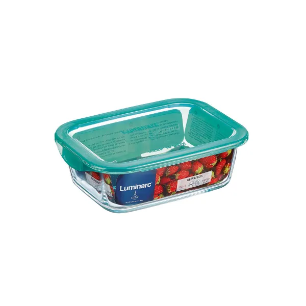 Suorakulmainen eväsrasia kannella Luminarc Keep'n Lagon Turkoosi 1,97 l 22 x 15,6 x 7,2 cm Lasi (6 osaa)