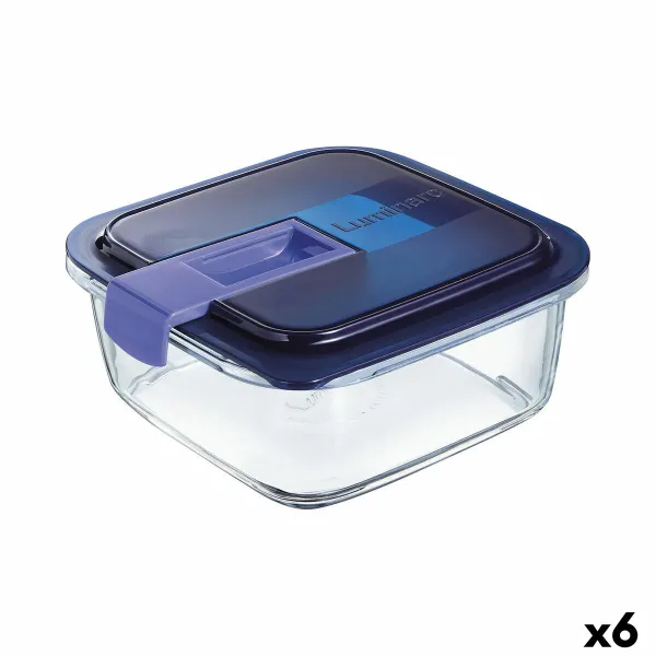 Hermētiska Pusdienu Kastīte Luminarc Easy Box Zils Stikls (6 gb.) (1,22 L)