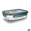 Герметичная коробочка для завтрака Quid Astral Прямоугольный 1,04 L Синий Cтекло (6 штук)