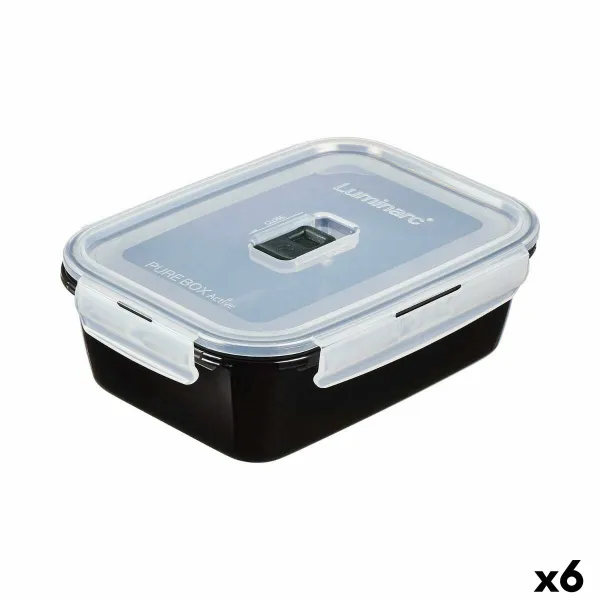 Ilmatiivis eväsrasia Luminarc Pure Box Musta 1,22 L Lasi (6 osaa)