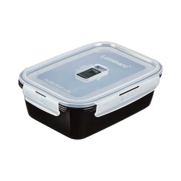 Hermētiska Pusdienu Kastīte Luminarc Pure Box Melns 1,22 L Stikls (6 gb.)