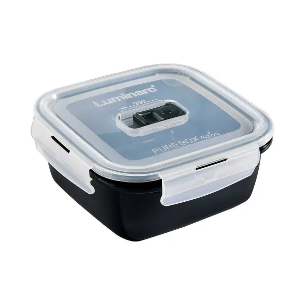 Hermētiska Pusdienu Kastīte Luminarc Pure Box 760 ml Melns Stikls (6 gb.)