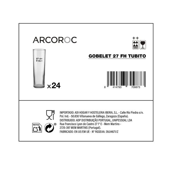 Glāžu komplekts Arcoroc Tubito Caurspīdīgs Stikls 270 ml Caurule 24 gb.