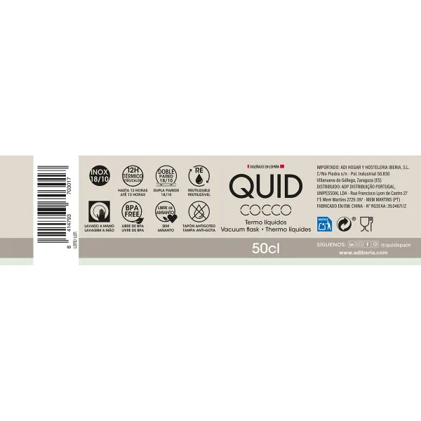 Šiluminį Butelį Quid Cocco Juoda Vyno butelio žiedas lašėjimui sustabdyti Metalinis 500 ml