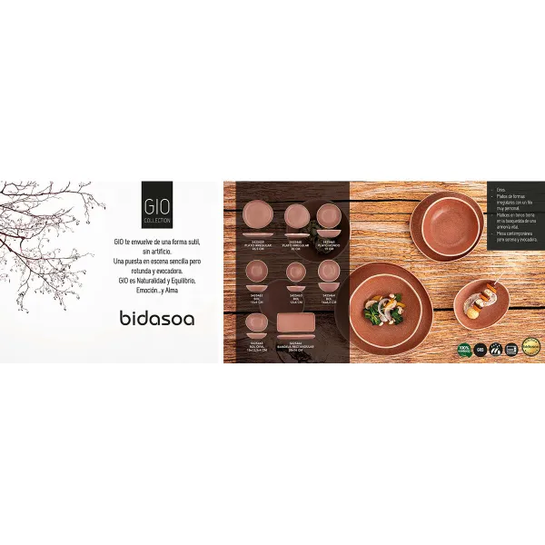 Plakans trauks Bidasoa Gio Neregulārs Brūns Keramika 20 cm (6 gb.)