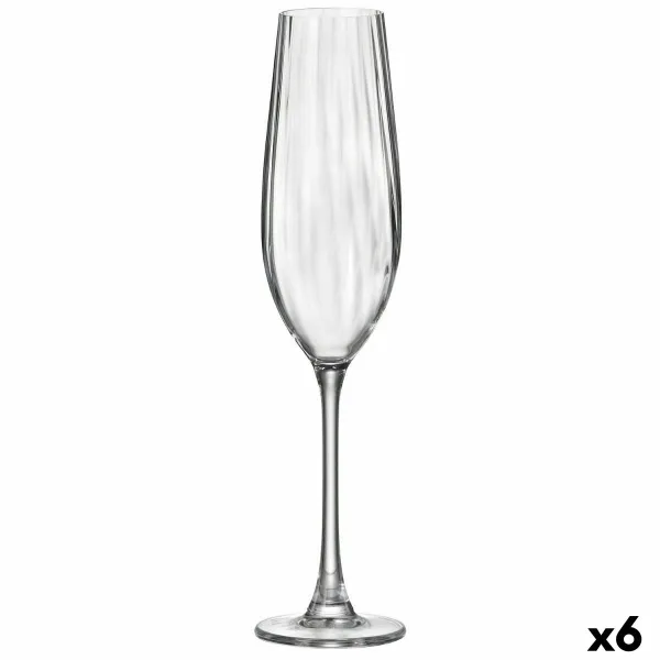Samppanjalasi Bohemia Crystal Optic Läpinäkyvä Lasi 260 ml (6 osaa)