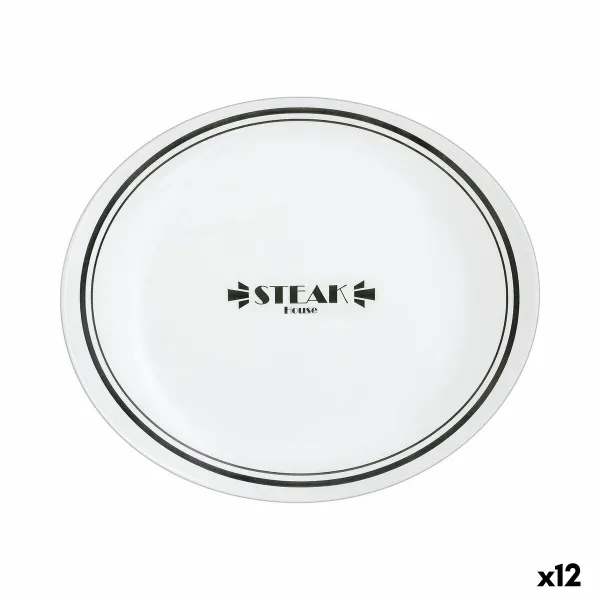 Plokščia lėkštė Luminarc Friends Time Bistr Balta / Juoda stiklas Ø 30 cm Mėsa (12 vnt.)