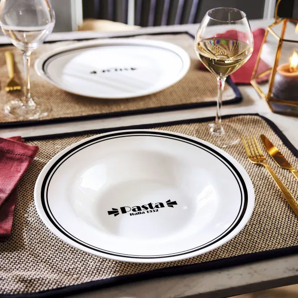 Pastalautanen Luminarc Friends Time Bistro Valkoinen/Musta Lasi 28,5 cm (12 osaa)
