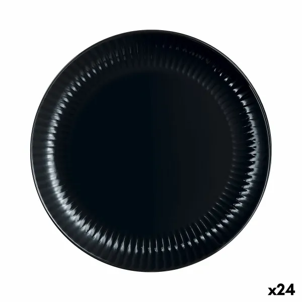 Litteä Lautanen Luminarc Cottage Musta Lasi 25 cm (24 osaa)