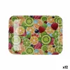 Breakfast tray Quid Habitat Multicolour Plastic 32 x 23 x 1,7 cm With handles Fruits (12 Units)