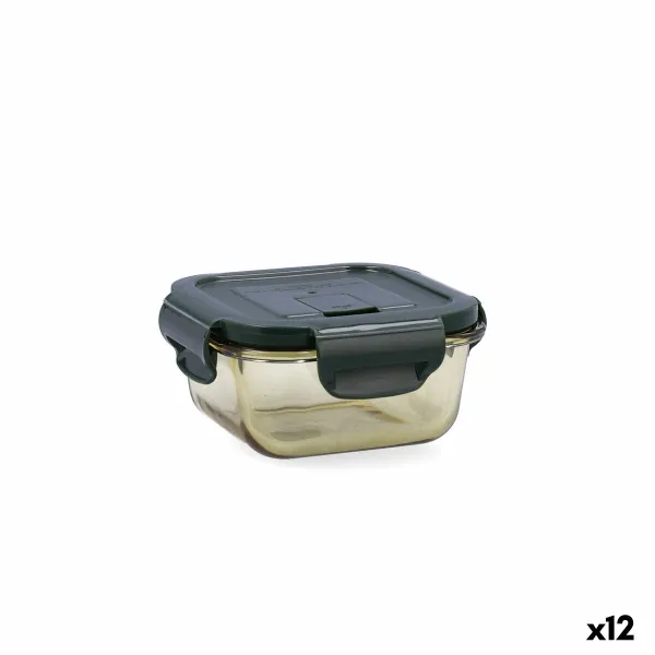 Hermētiska Pusdienu Kastīte Bidasoa Infinity Kvadrāta 310 ml Dzeltens Stikls (12 gb.)