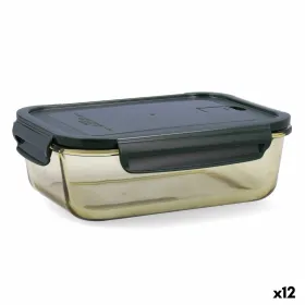 Hermetiška priešpiečių dėžutė Bidasoa Infinity Stačiakampis 1,5 L Geltona stiklas (12 vnt.)
