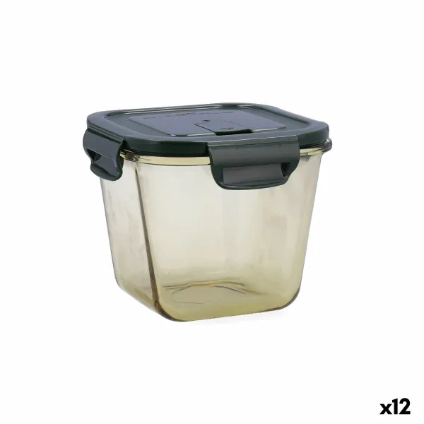 Hermētiska Pusdienu Kastīte Bidasoa Infinity Kvadrāta 900 ml Dzeltens Stikls (12 gb.)