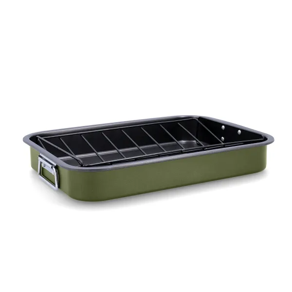 Roasting Tin Quid Naturalia Green Metal 42 x 30,5 x 6,3 cm Grille