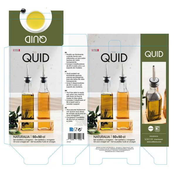 Aliejaus ir acto rinkinys Quid Naturalia Skaidrus stiklas 550 ml