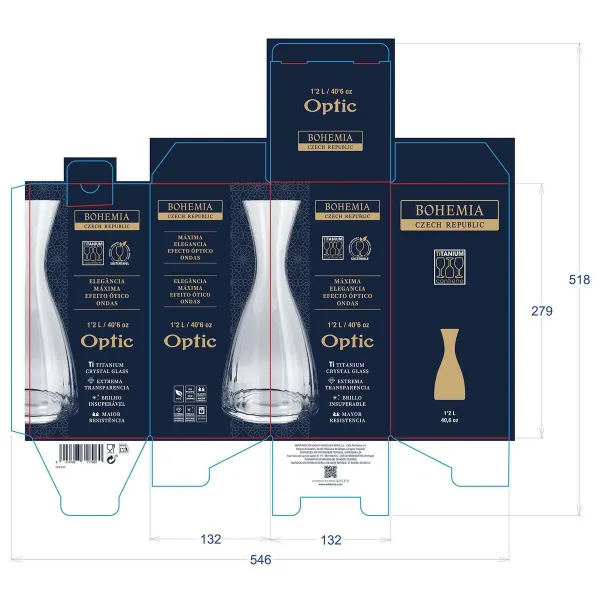 Декантер для Вина Bohemia Crystal Optic Прозрачный Cтекло 1,2 L