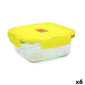 Hermetiška priešpiečių dėžutė Luminarc Pure Box Holy Geltona stiklas Kvadratai 1,22 L (6 vnt.)