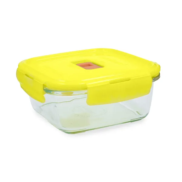 Hermetiška priešpiečių dėžutė Luminarc Pure Box Holy Geltona stiklas Kvadratai 1,22 L (6 vnt.)