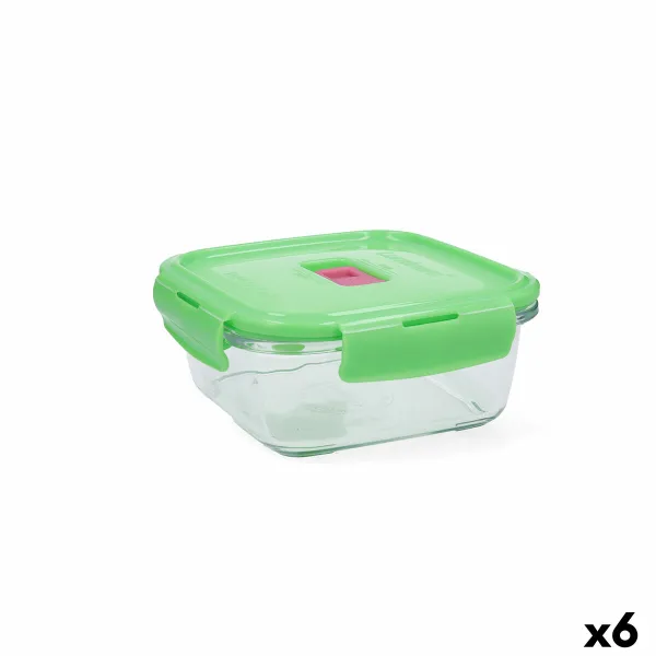 Hermetiška priešpiečių dėžutė Luminarc Pure Box Holy Žalia stiklas Kvadratai 760 ml (6 vnt.)