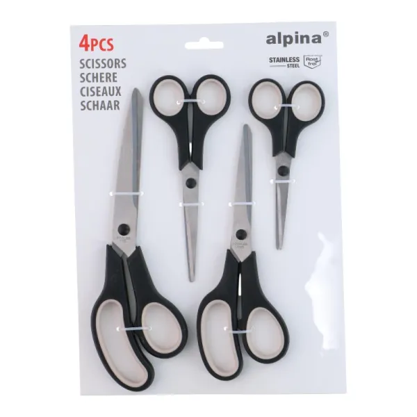 Alpina - Set of ergonomic stainless steel scissors (4 pieces)