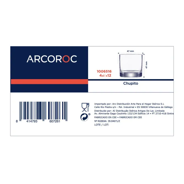 Setti shottilaseja Arcoroc Chupito Läpinäkyvä Lasi 40 ml (12 osaa)