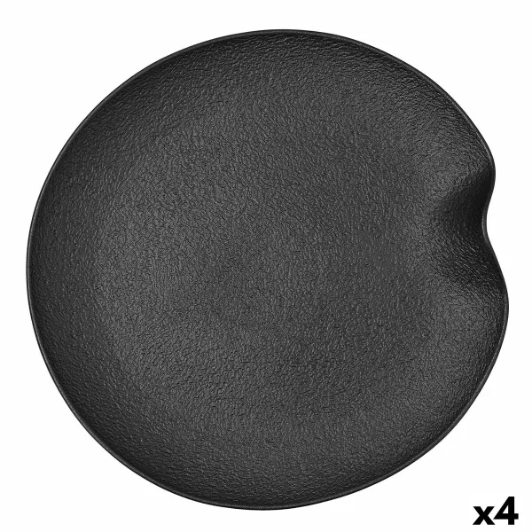 Uzkodu paplāte Bidasoa Fosil Melns Keramika Alumīnija oksīds 31,4 x 31,2 x 4 cm (4 gb.)