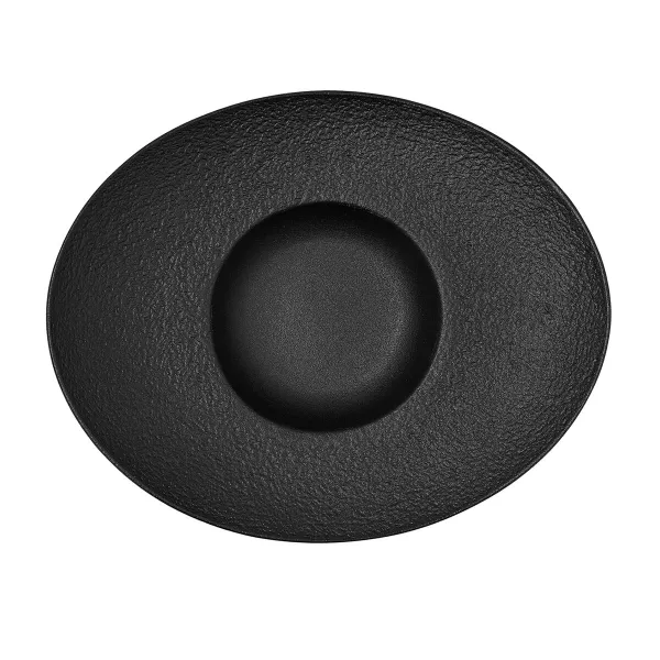 Gili lėkštė Bidasoa Fosil Juoda Keramikinis Ovalus 27,3 x 22,2 x 5,7 cm (8 vnt.)