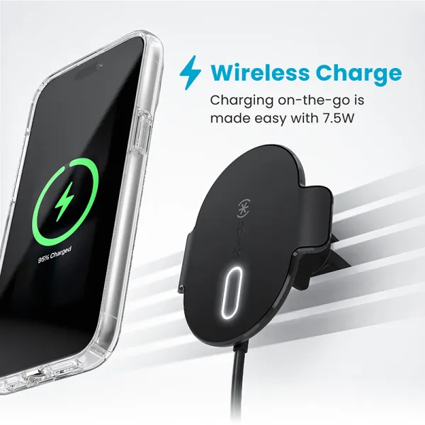 Speck Charging Vent Mount + ClickLock - MagSafe Wireless Charging Car Holder (Black)