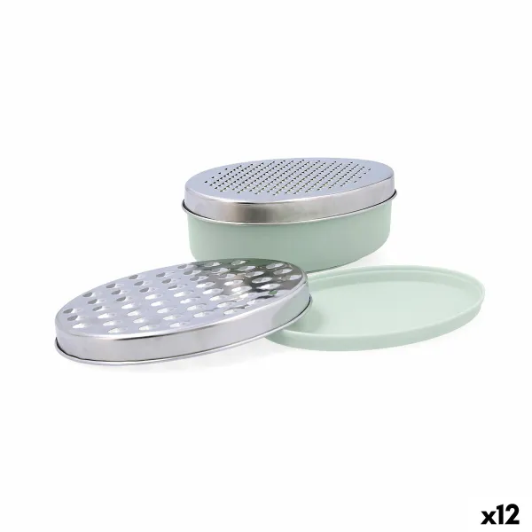 Терка с контейнером Quid Ozon Зеленый Металл 17 x 12 x 7 cm (12 штук)