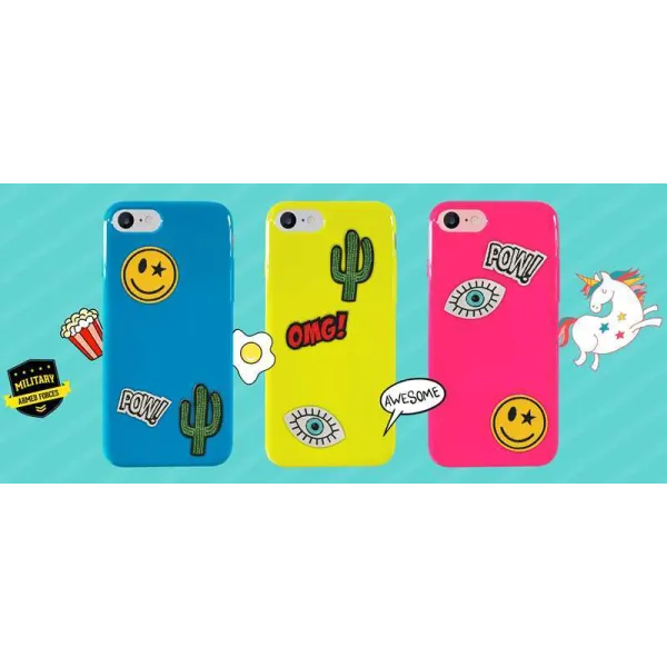 PURO Patch Mania - Case for Samsung Galaxy A3 (2017) containing 5 stickers (yellow)