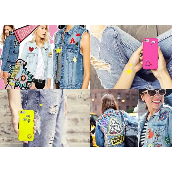 PURO Patch Mania - Case for Samsung Galaxy A3 (2017) containing 5 stickers (yellow)