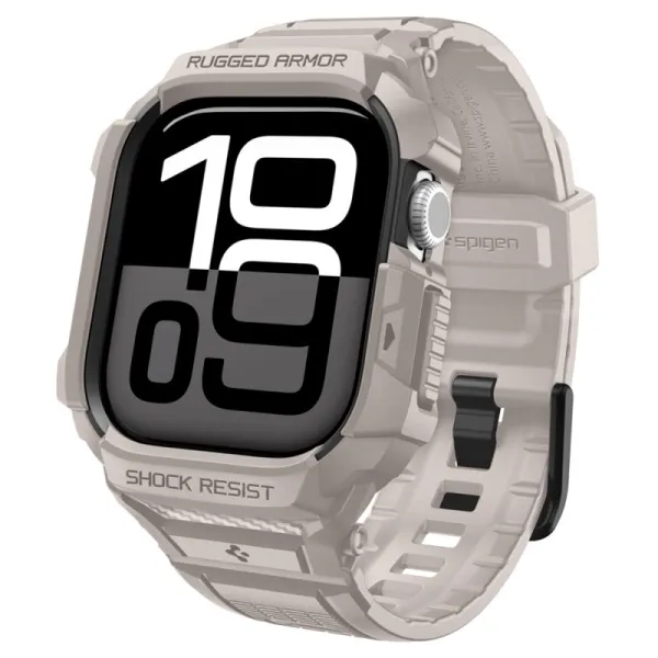 Spigen Rugged Armor Pro V2 – Strap with Case for Apple Watch 10/11 42mm (Dune Beige)