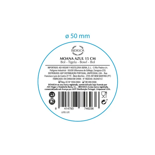 Snack Bowl Bidasoa Moana Blue Ceramic (12 Units)