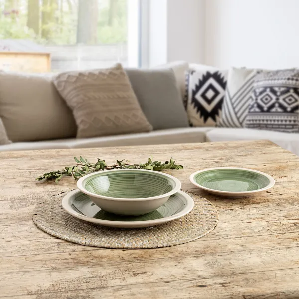 Flat Plate Quid Calypso Green Ceramic Ø 27 cm (12 Units)