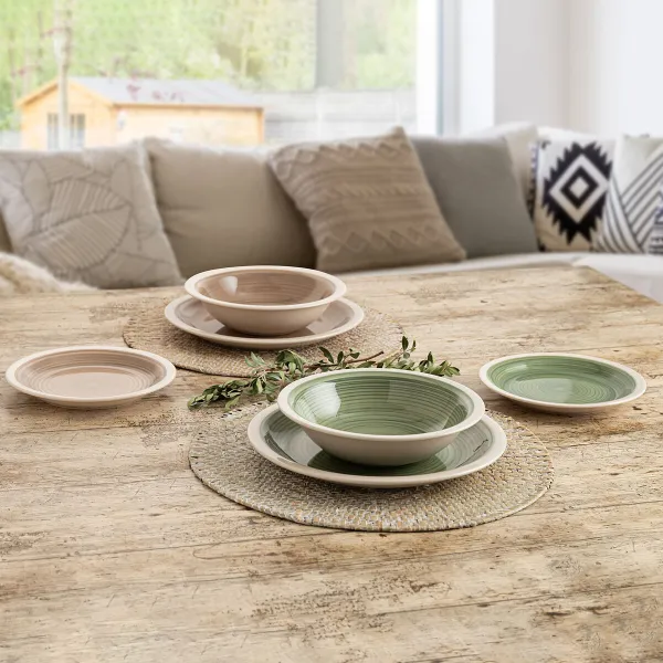 Flat Plate Quid Calypso Green Ceramic Ø 27 cm (12 Units)