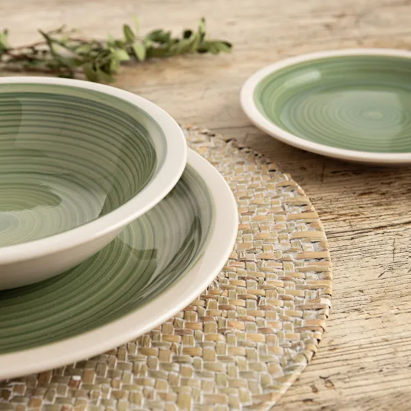 Flat Plate Quid Calypso Green Ceramic Ø 27 cm (12 Units)