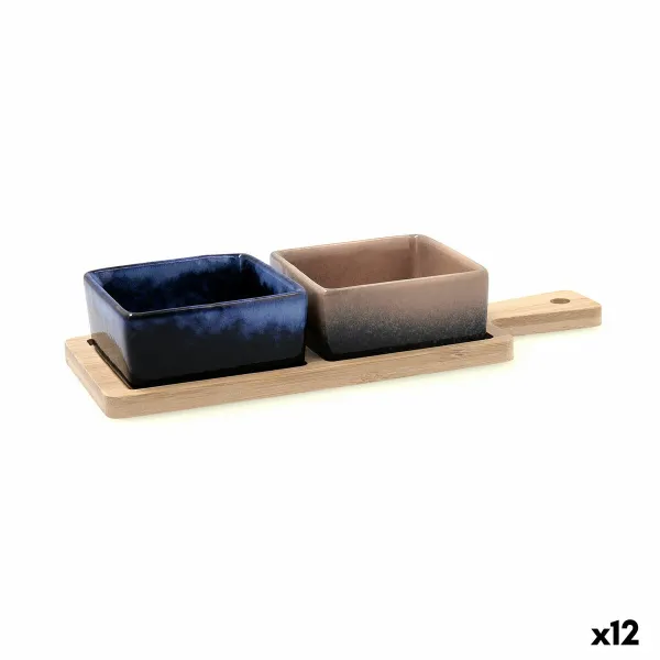 Uzkodu komplekts Bidasoa Moana Daudzkrāsains Keramika 25 x 9,5 x 4,5 cm 3 Daudzums (12 gb.)