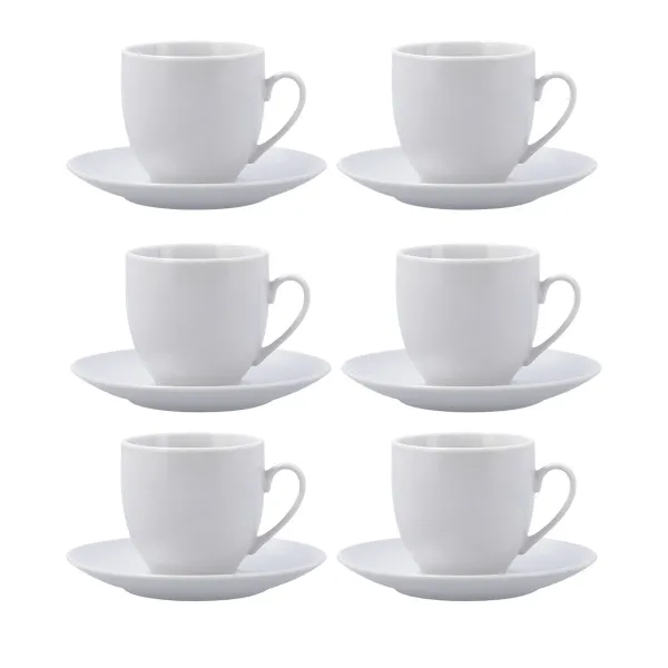 Cup with Plate Quid New Renova White Ceramic 200 ml (6 Units)