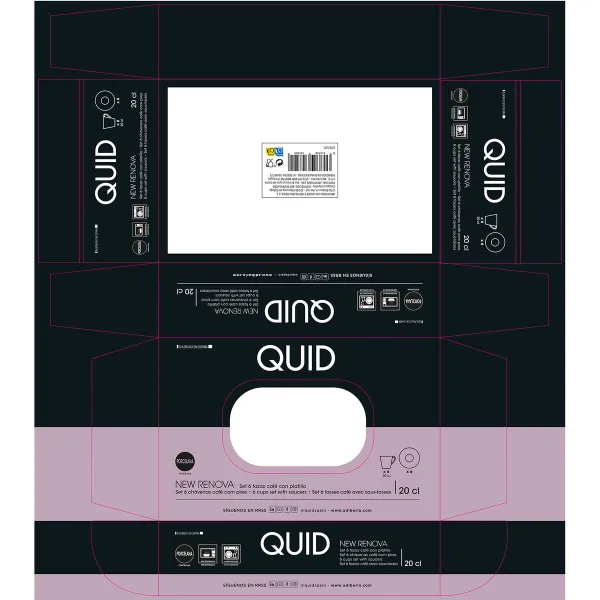 Cup with Plate Quid New Renova White Ceramic 200 ml (6 Units)