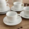 Cup with Plate Quid New Renova White Ceramic 90 ml (6 Units)