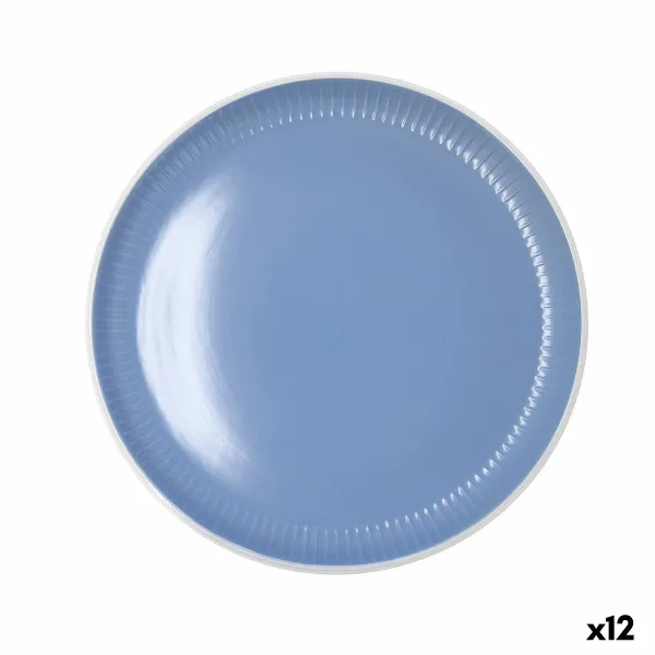 Flat Plate Bidasoa Moana Blue Ceramic Ø 26 cm (12 Units)