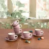 Kuppi ja lautanen Quid Vita Morning Pinkki Keraminen 90 ml (6 osaa)