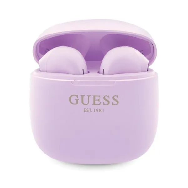Guess True Wireless Script Logo BT5.3 - TWS headphones + charging case (purple)