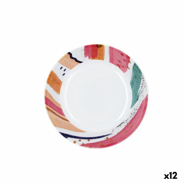 Gili lėkštė Quid Acuarela Balta Bioplastikas Ø 20 cm (12 vnt.)